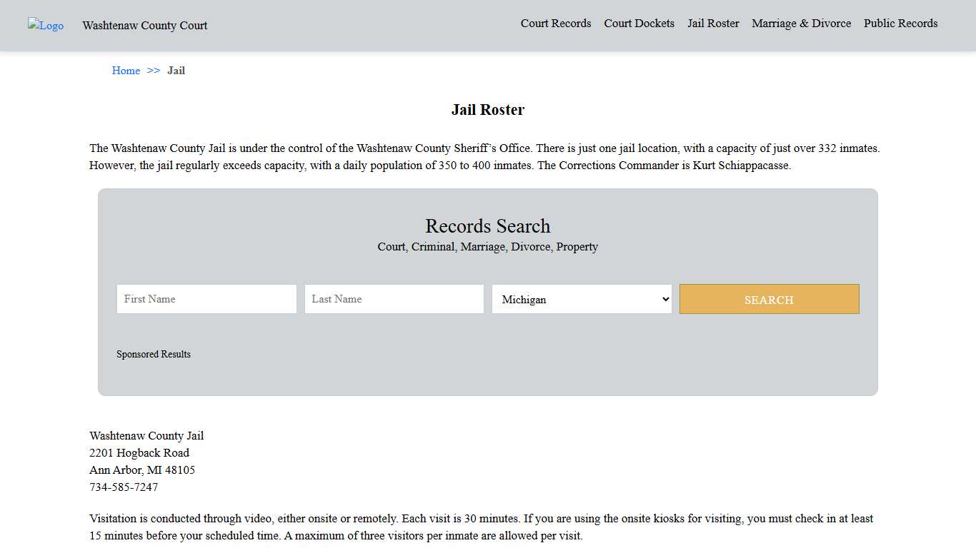 Jail Roster Washtenaw County Court